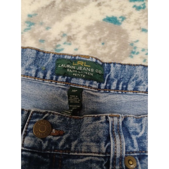 LRL Ralph Lauren Jeans Womens 14P Petite Mid Rise Bootcut Stone Wash Blue Denim - Picture 8 of 11